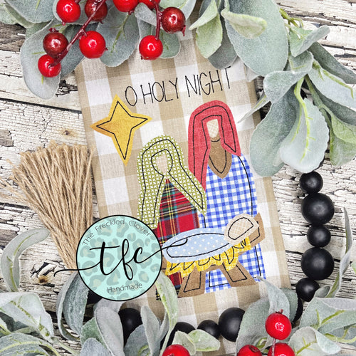 {Christmas Nativity} applique tea towel
