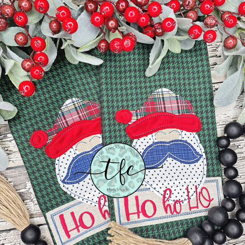 {Whimsy Santa- Ho Ho Ho} applique tea towel
