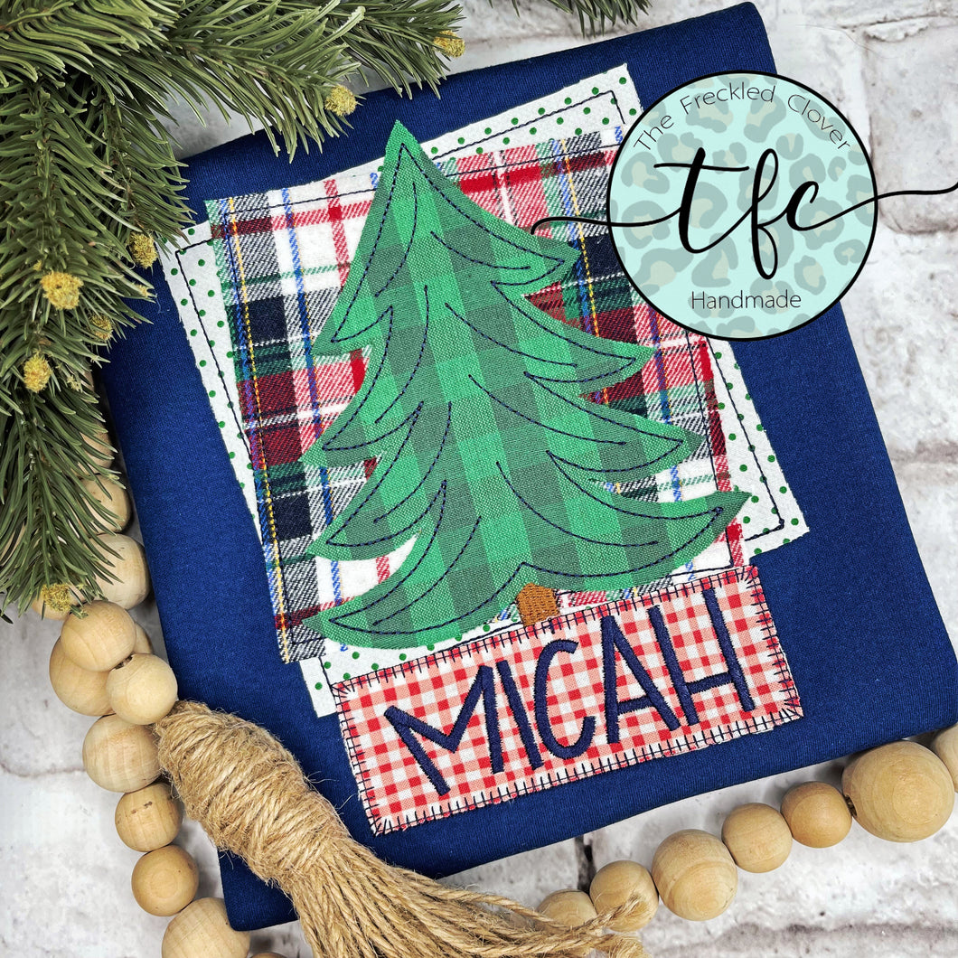 {Christmas Tree Patch} applique tee