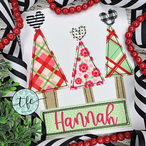{Whimsy Christmas Trees + Hearts} applique design