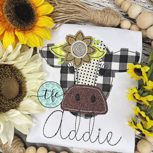 {Simple Farmhouse Cow} applique tee