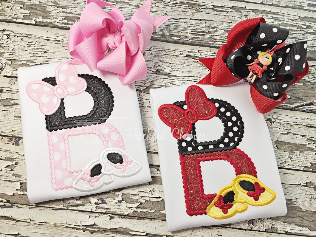 {Girl Mouse Letter Applique}