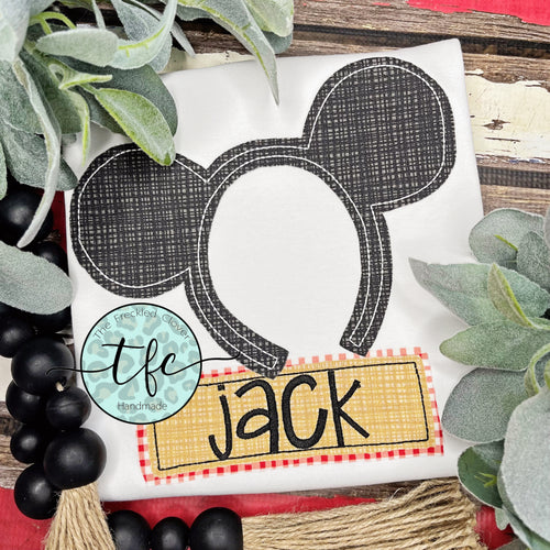 {Boy Mouse Ears} applique design