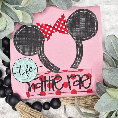 {Girl Mouse Ears} applique design