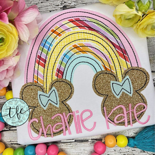 {Minnie Mouse Rainbow} applique tee *color options