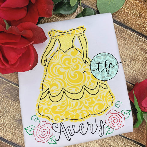 {Belle Dress} applique tee