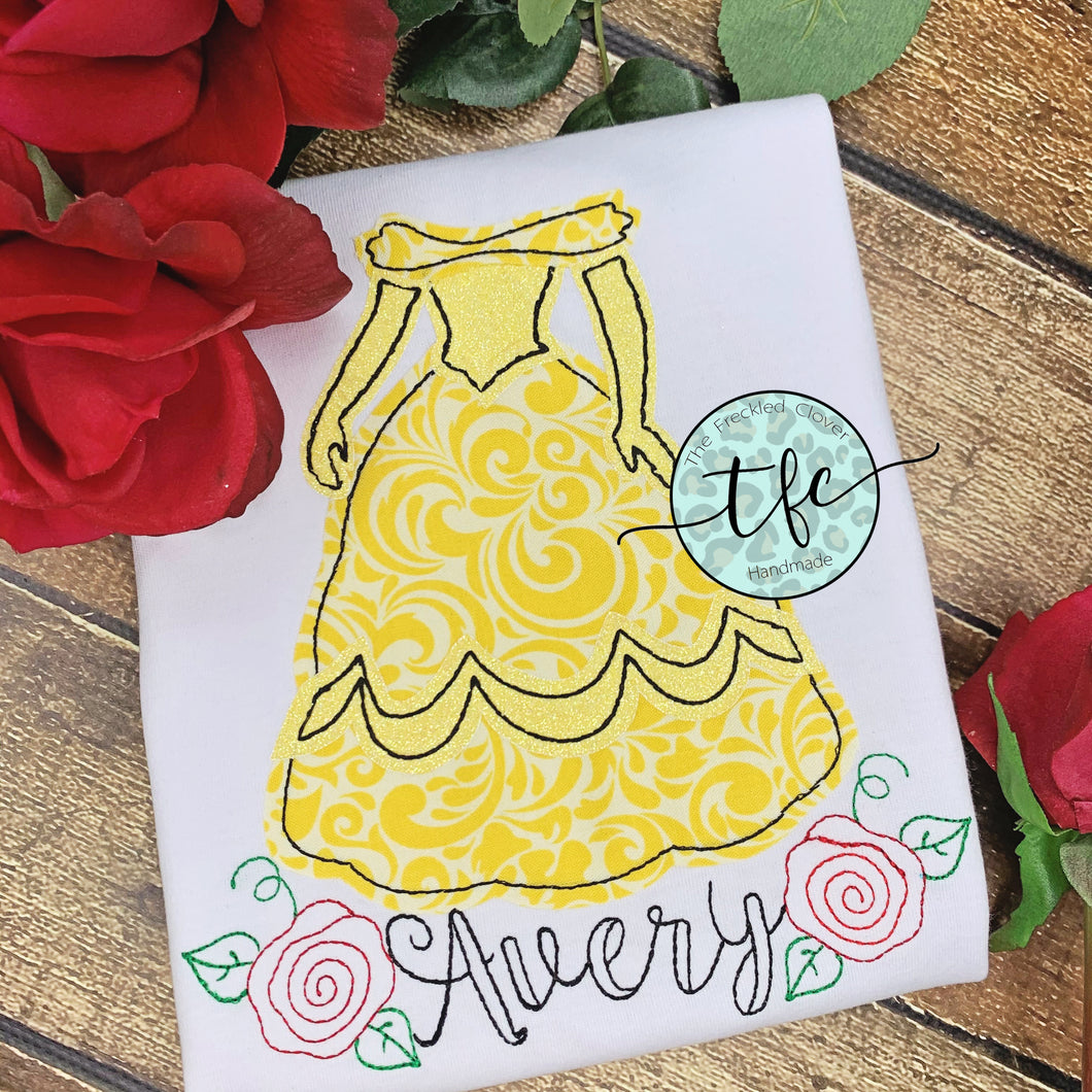 {Belle Dress} applique tee