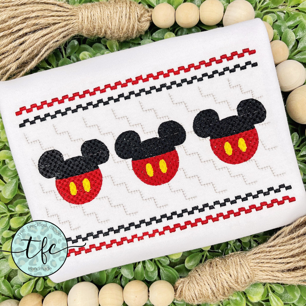 {Faux Smocked Mouse} tee *girl+boy mouse options