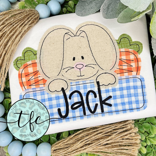 {Bunny + Carrots w/Nameplate} Boy's applique tee