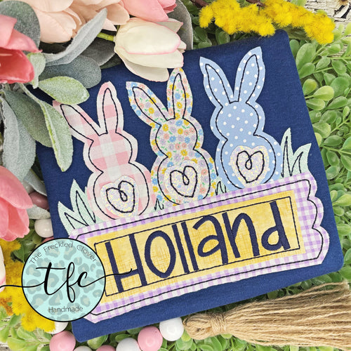 {Cute Bunny Trio} Girl's applique tee