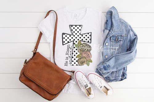 {He is Risen Indeed} Polkadot Cross