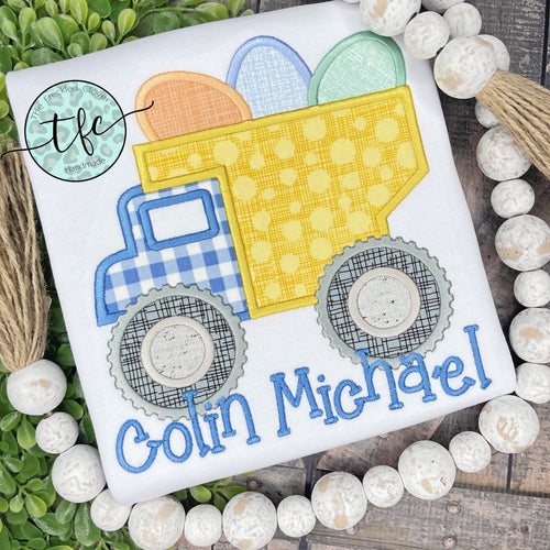 {Easter Dump Truck} applique tee