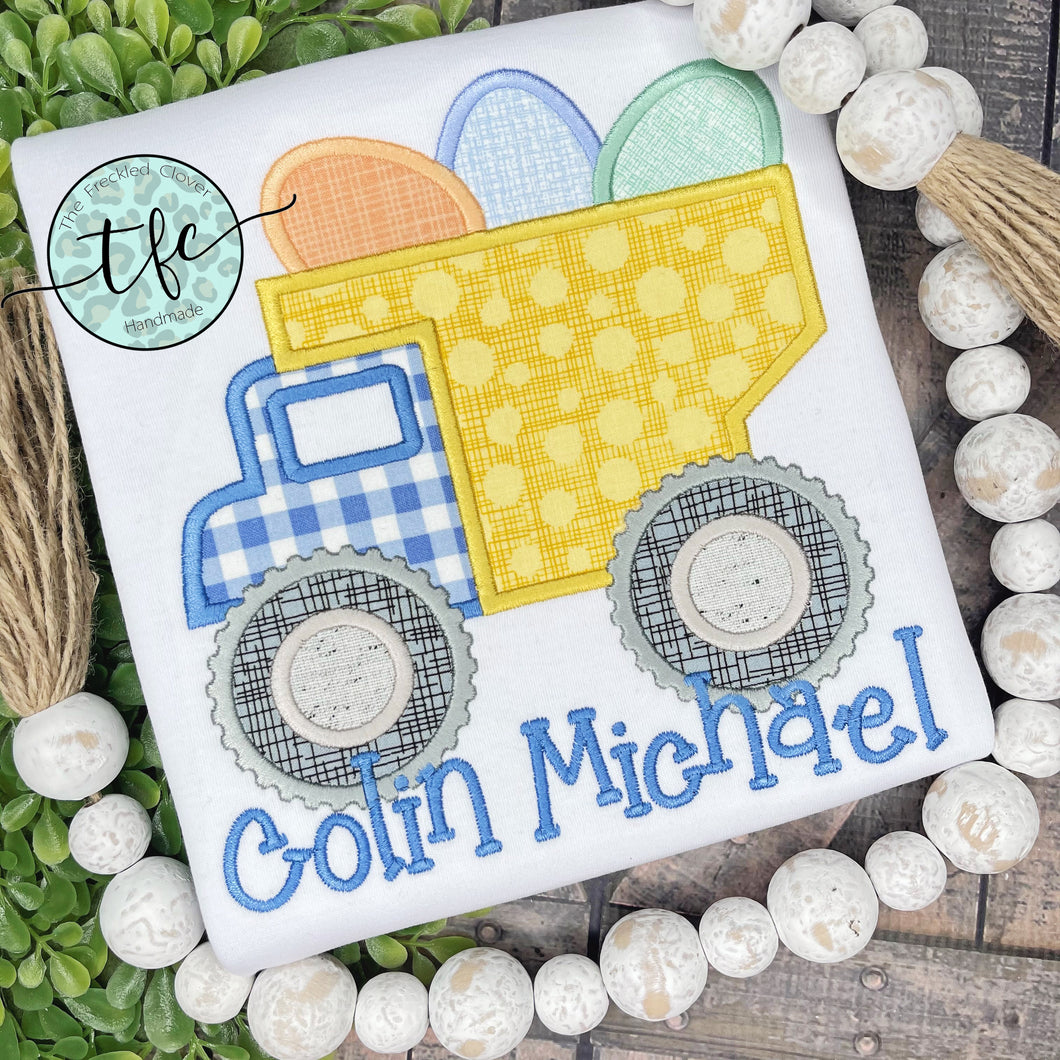 {Easter Dump Truck} applique tee