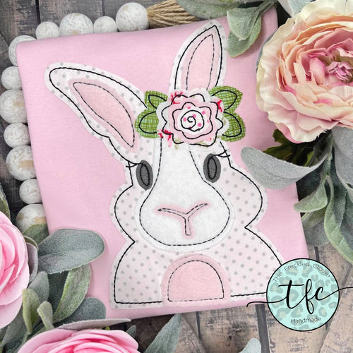 {Floral Bunny} applique tee
