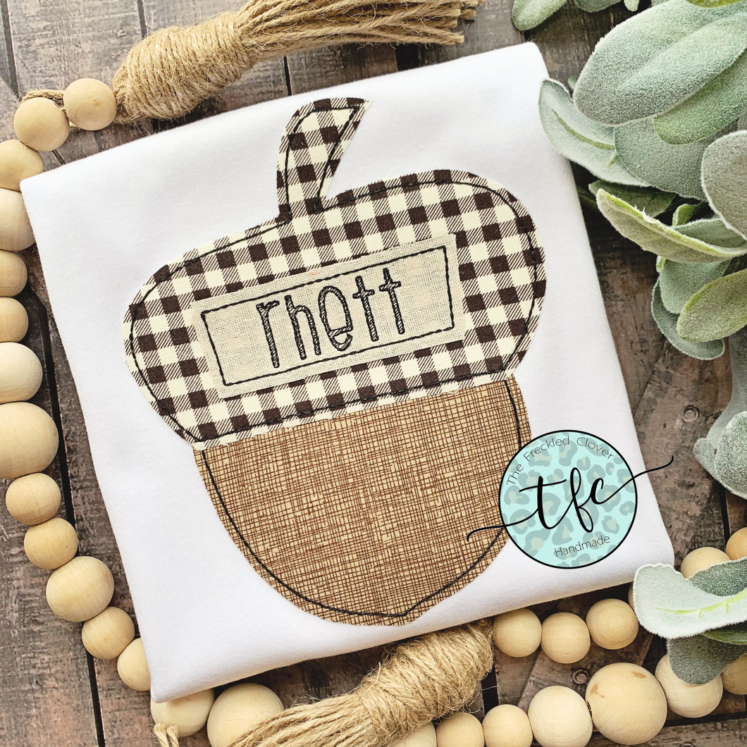 {Little Acorn} applique tee