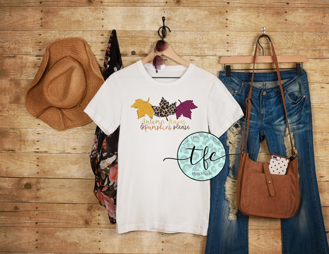 {Autumn Leaves & Pumpkins Please}} screen print tee