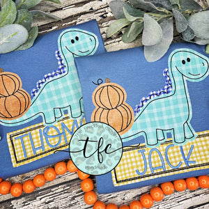 {Fall Dino} applique tee