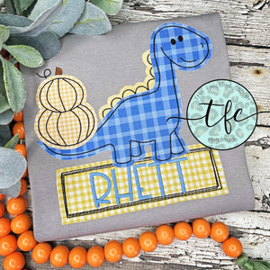 {Fall Dino} applique tee
