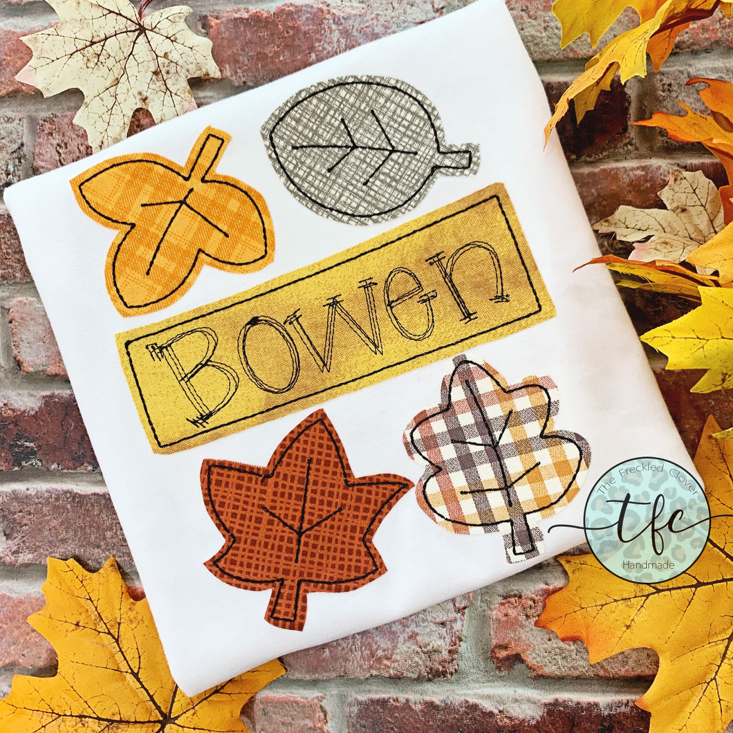 {Falling Leaves} applique tee