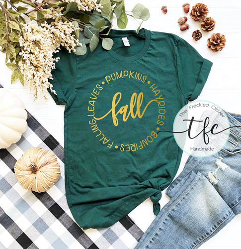 {Fall} metallic gold screen print tee