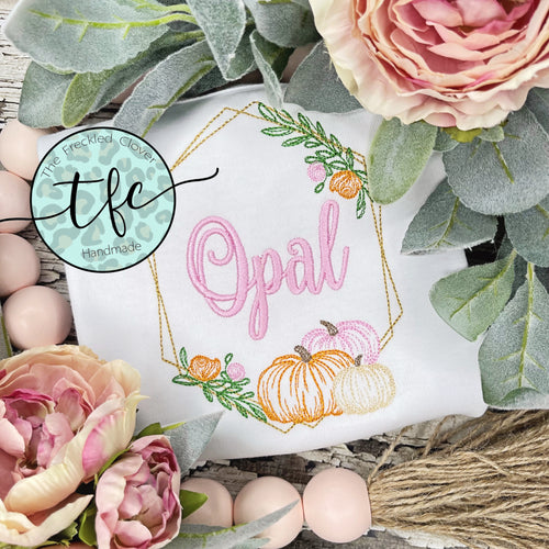 {Fall Pumpkin Wreath} embroidery tee