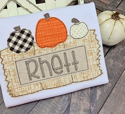 {Pumpkin Trio + Hay Bale} applique tee