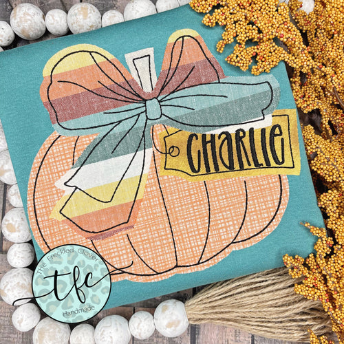 {Big Bow Pumpkin} applique tee