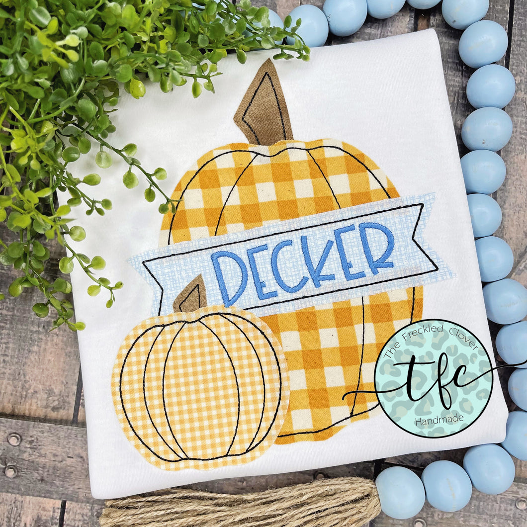 {Pumpkin w/Banner} boy's applique tee
