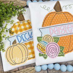 {Pumpkin w/Banner} boy's applique tee