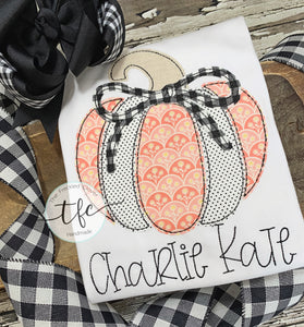 {Girls Farmhouse Pumpkin} applique tee