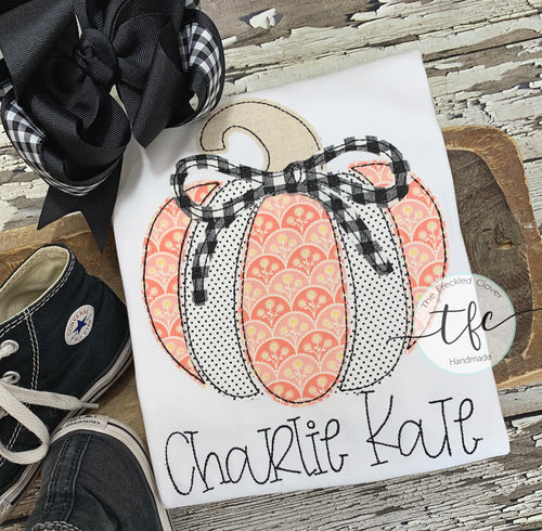 {Girls Farmhouse Pumpkin} applique tee