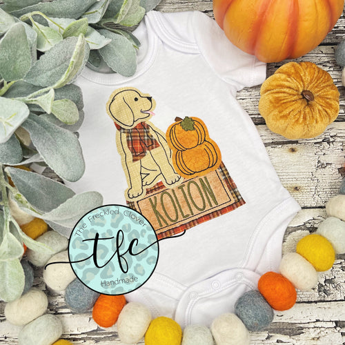 {Puppy and Pumpkins} applique tee