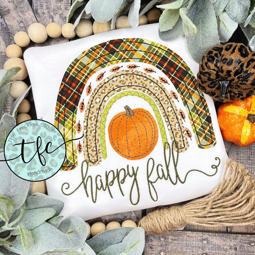 {Fall Rainbow} applique tee