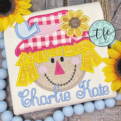{Girl's Fall Scarecrow} applique tee