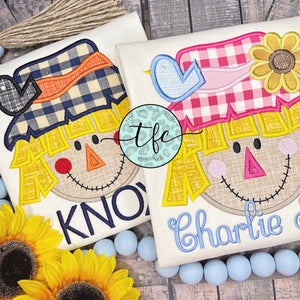 {Girl's Fall Scarecrow} applique tee