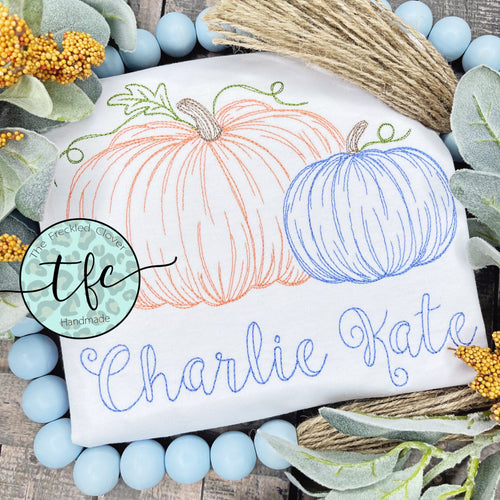 {Fall Pumpkin Sketch} embroidery tee