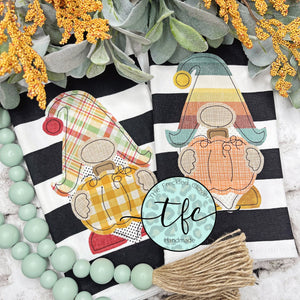 {Fall Gnome} applique tea towel
