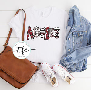 {Aggies Lettering} distressed tee