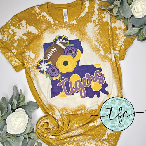 {Floral Louisiana Tigers} distressed tee