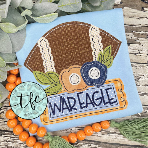{Girls Like Football, Too} applique tee