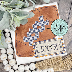 {Football + Name Plate} applique tee