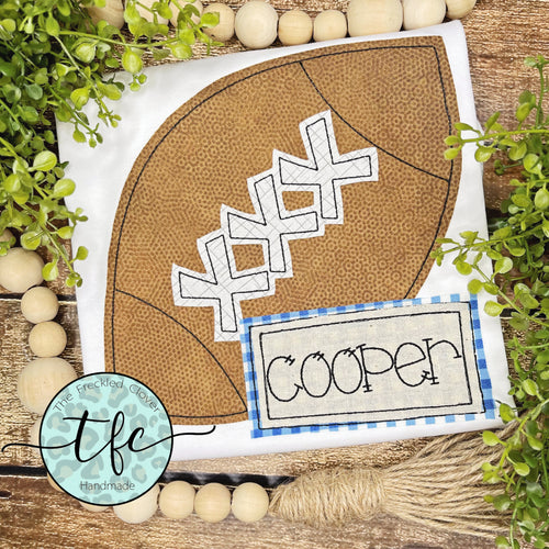 {Football + Name Plate} applique tee