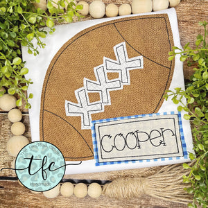 {Football + Name Plate} applique tee