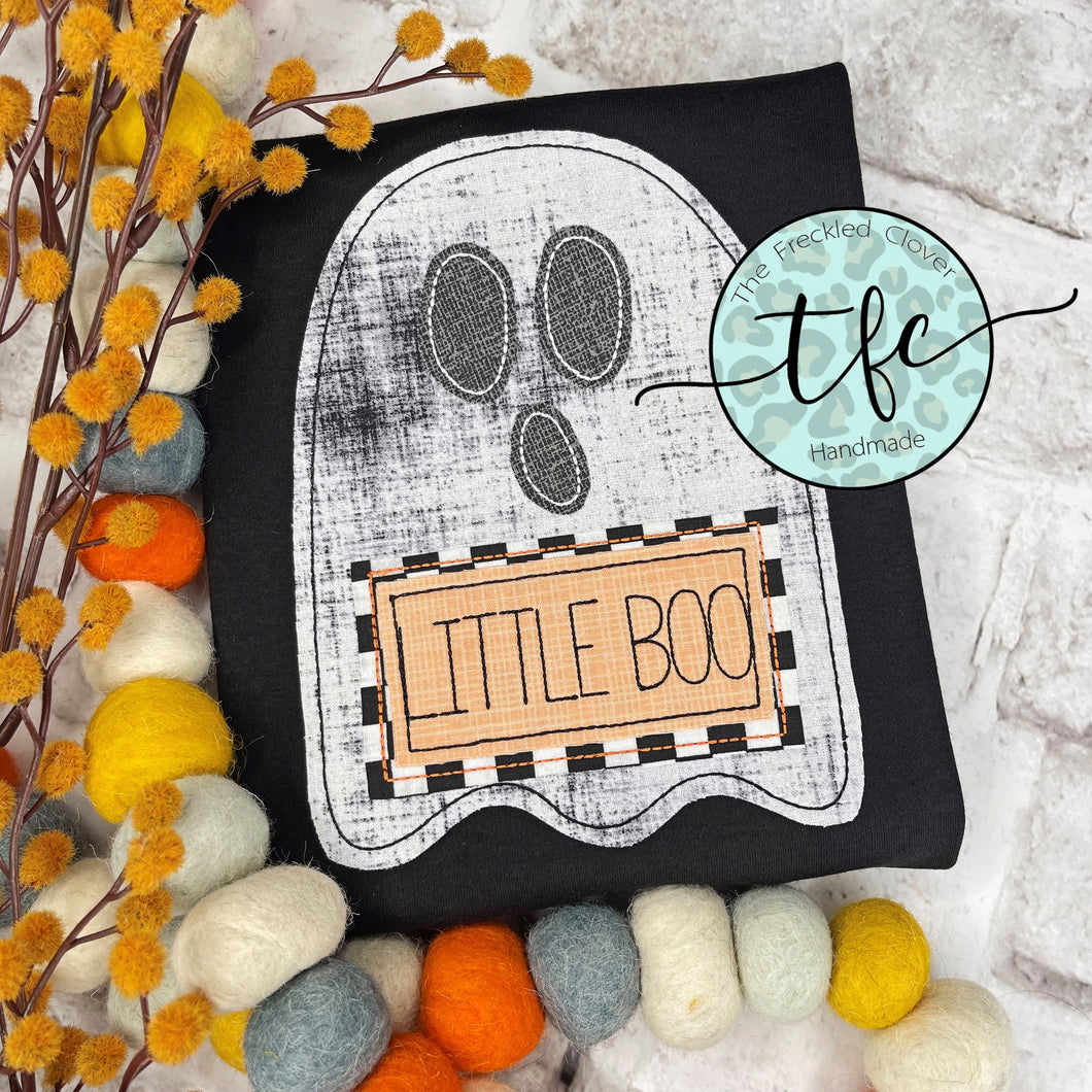{Little Boo- Boy Ghost} applique tee