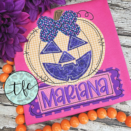 {Jackie Jack-O-Lantern} applique tee