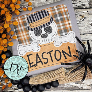 {Boy's Halloween Split Skull} applique tee