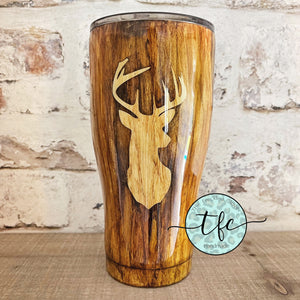 {Wood Grain + Deer Silhouette} Tumbler