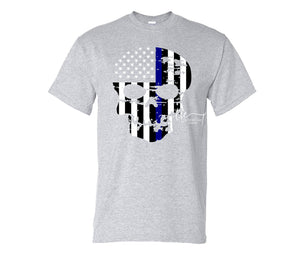 {Blue Line Skull} Adult+Youth