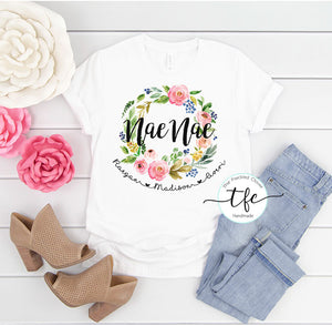 {Custom Floral Name} keepsake tee