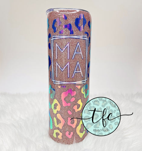{Leopard + Glitter Mama} Tumbler
